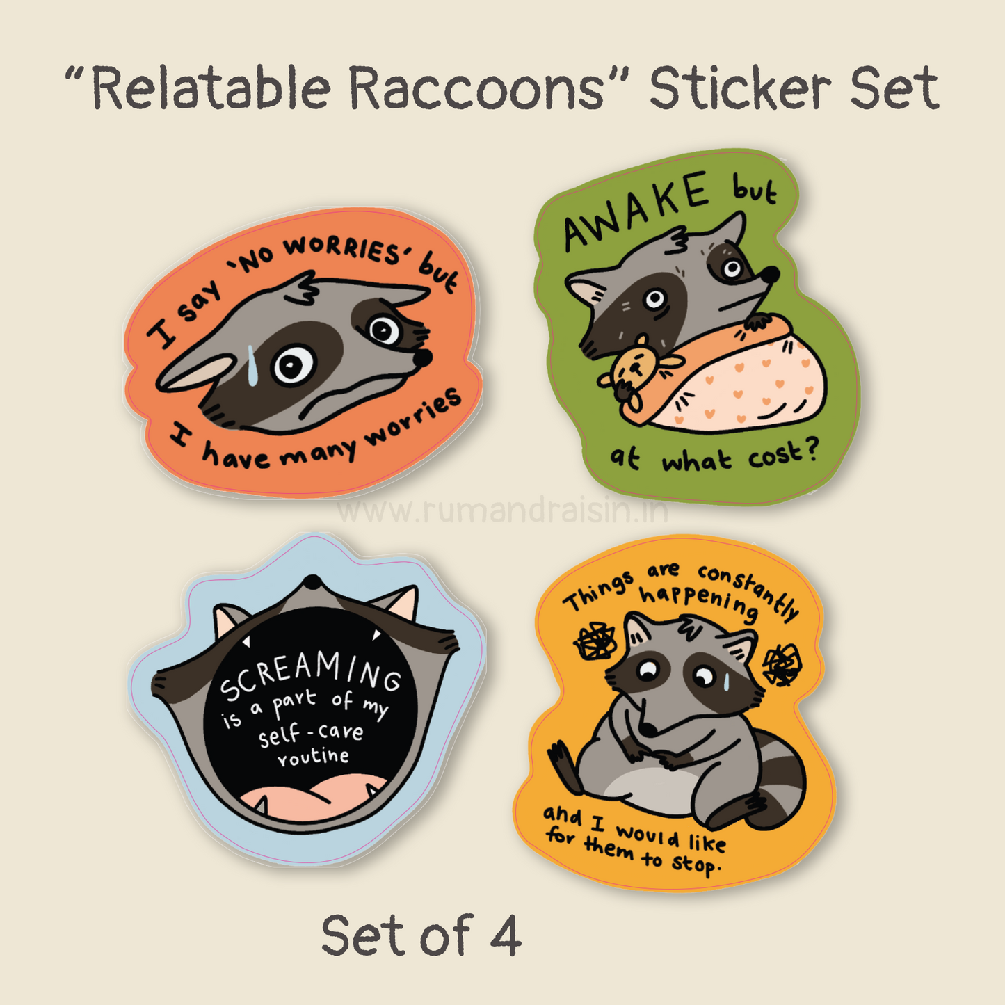 Relatable Raccoons - Set of 4